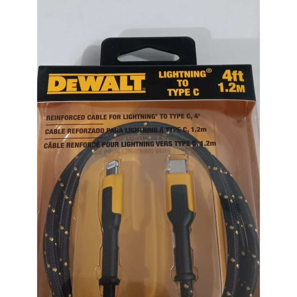 DeWalt Type C Reinforced Braided Cable For iPhone/iPad/iPod 4ft #DXMA1311357
